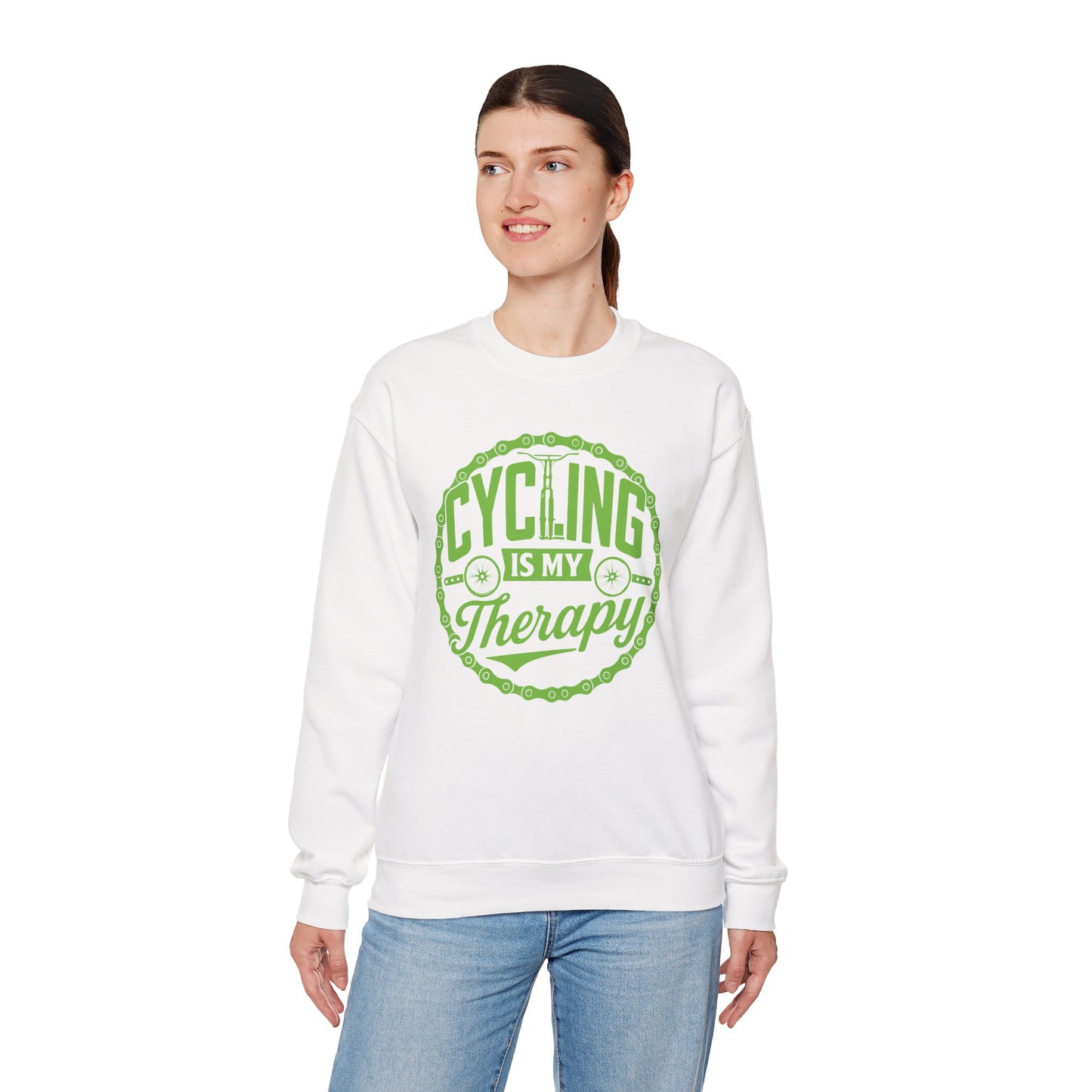 Cycling Is My Therapy Verde Felpa