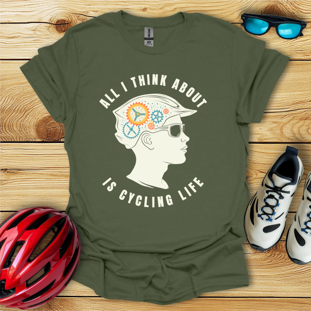 All I Think About Is Cycling Life Colorata T-Shirt