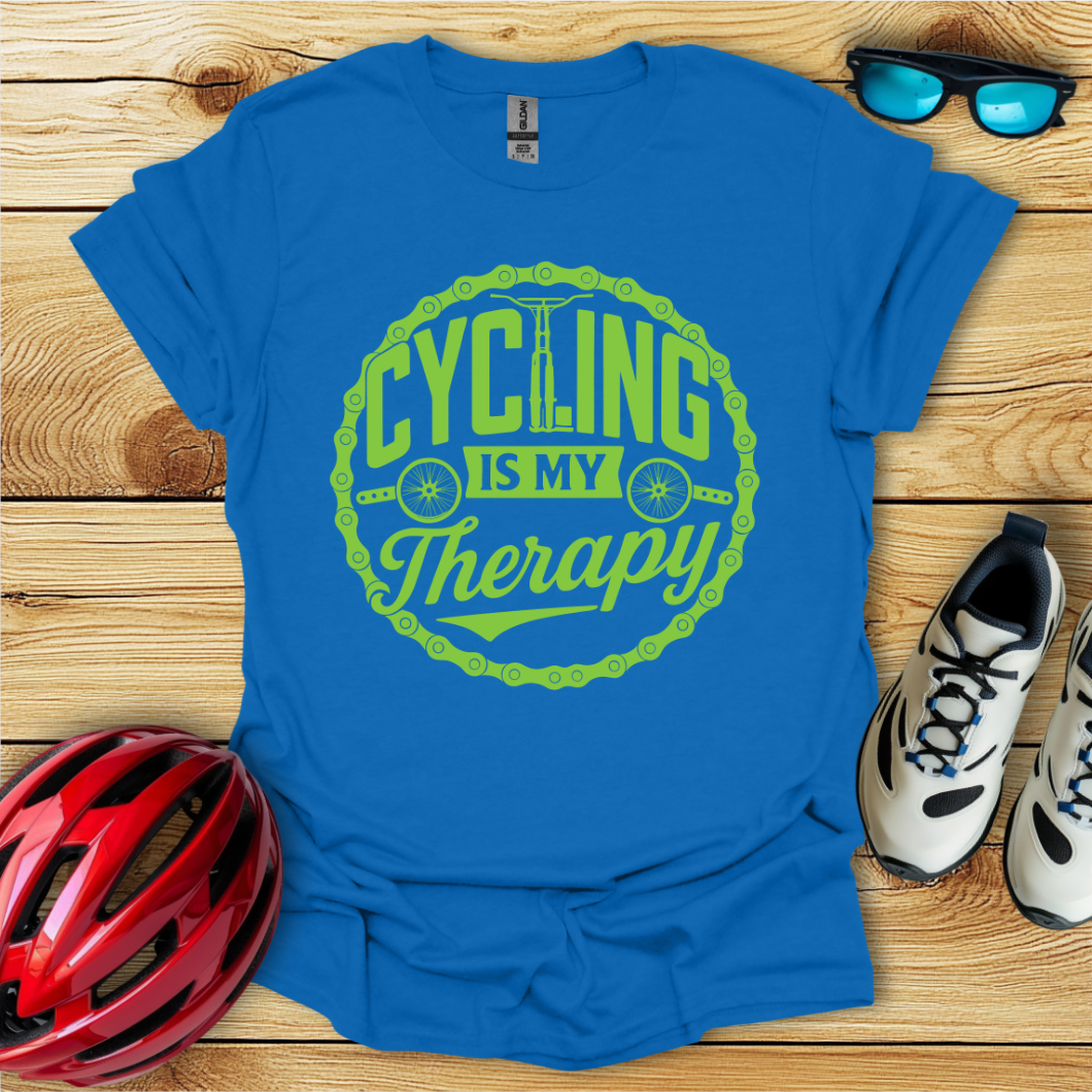 Cycling Is My Therapy Verde T-Shirt