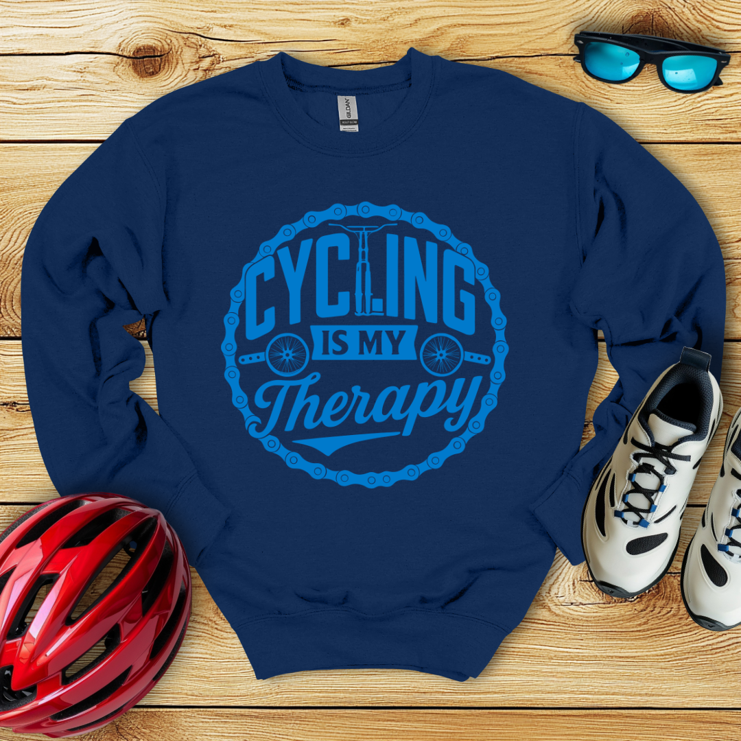 Cycling Is My Therapy Blu Sweatshirt