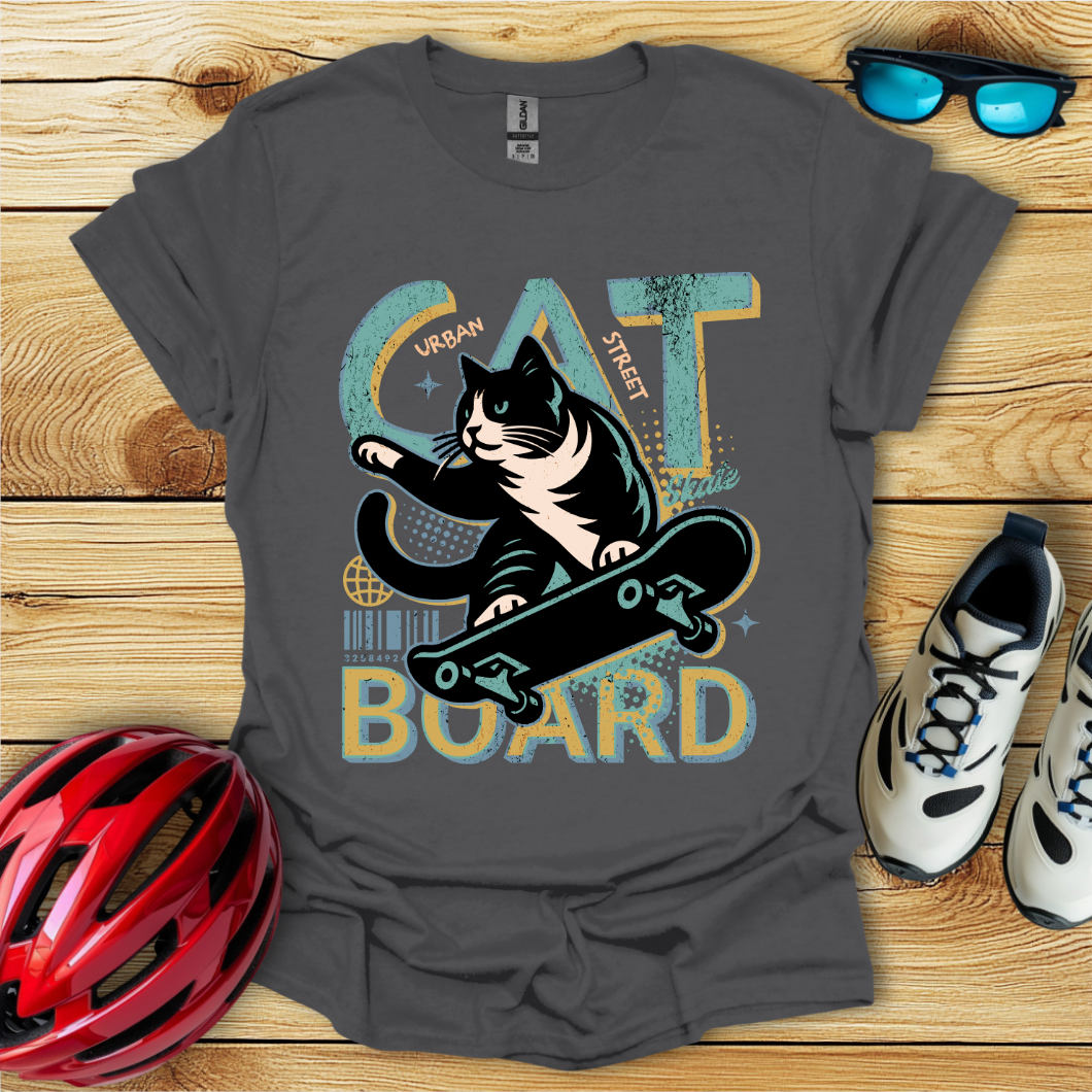 Cat Board Verde Acqua T-Shirt