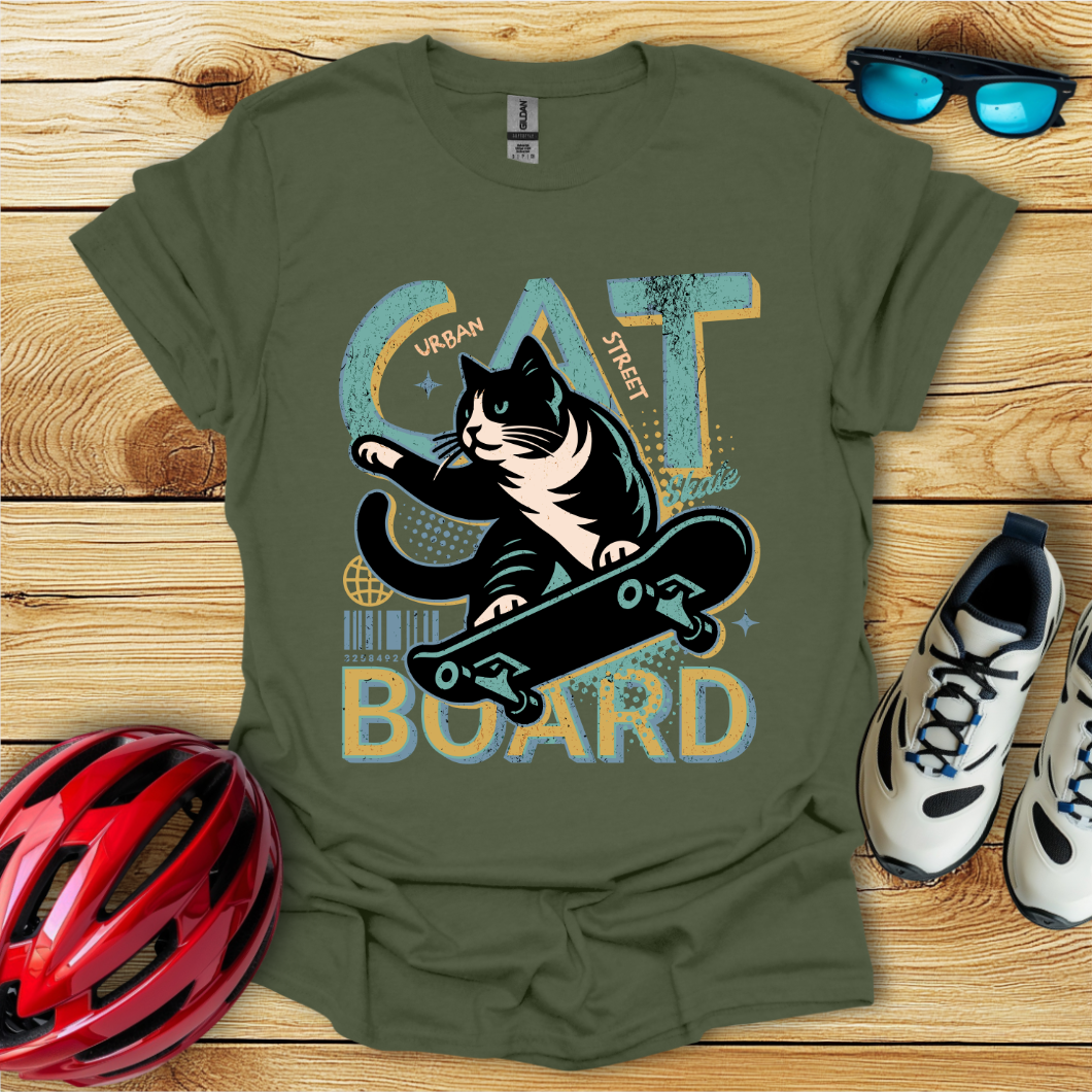Cat Board Verde Acqua T-Shirt