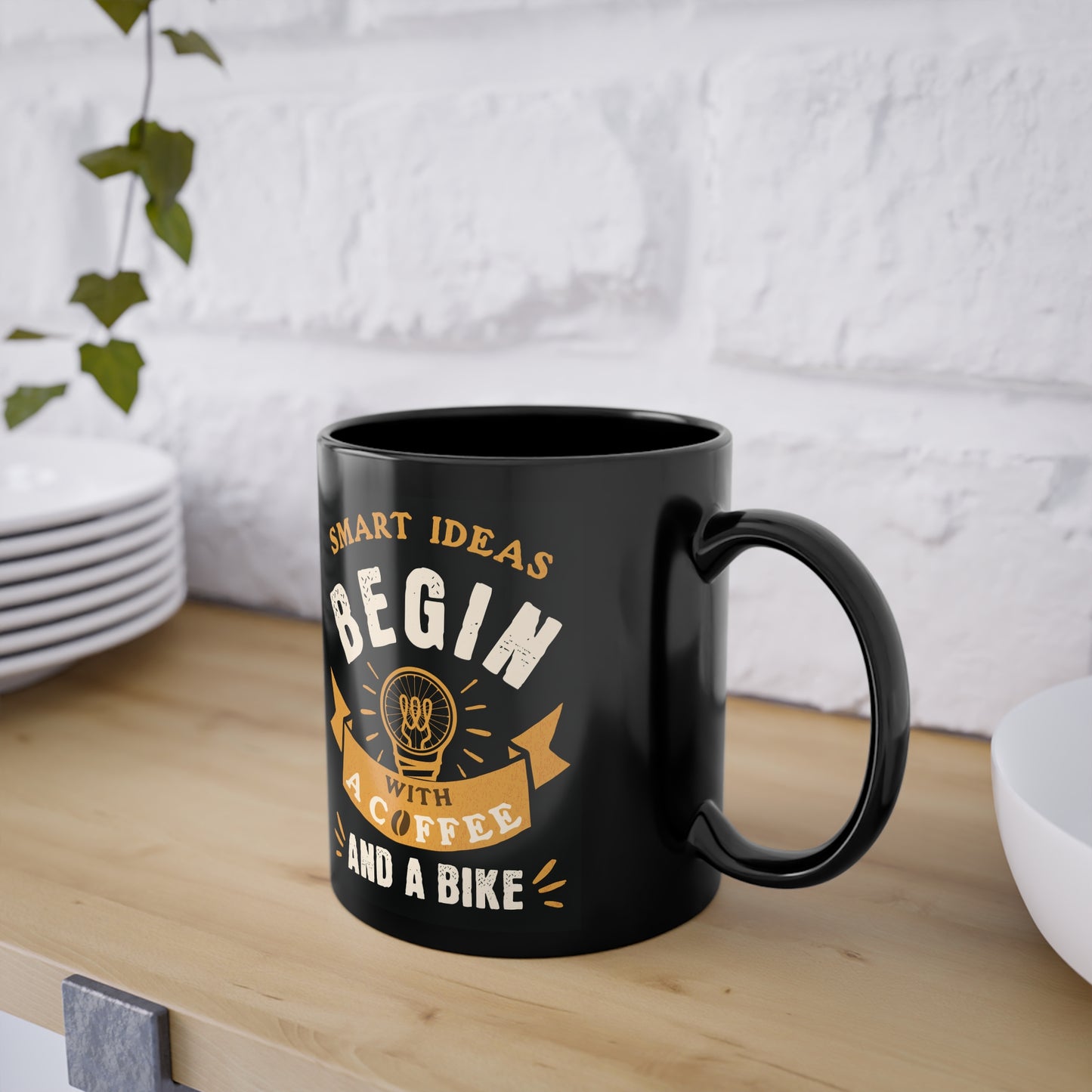 Smart Ideas Begin With A Coffee And A Bike Tazza Nera