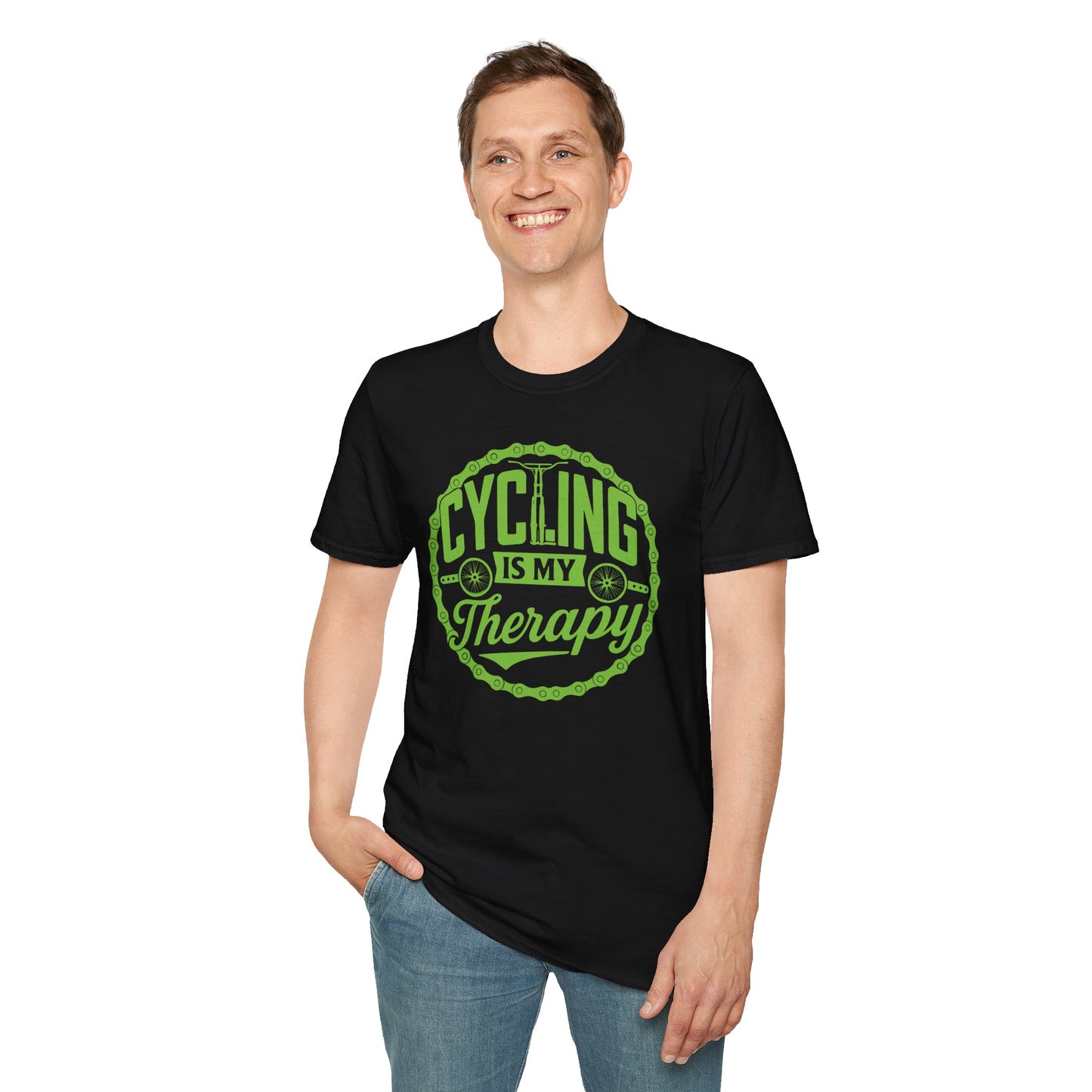 Cycling Is My Therapy Verde T-Shirt