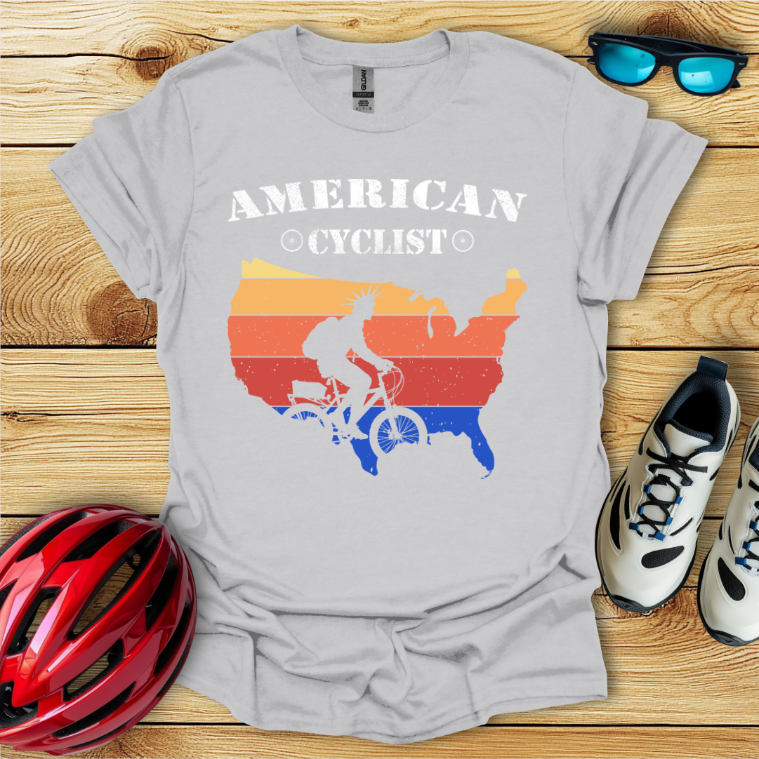 American Cyclist_USA Map T-Shirt