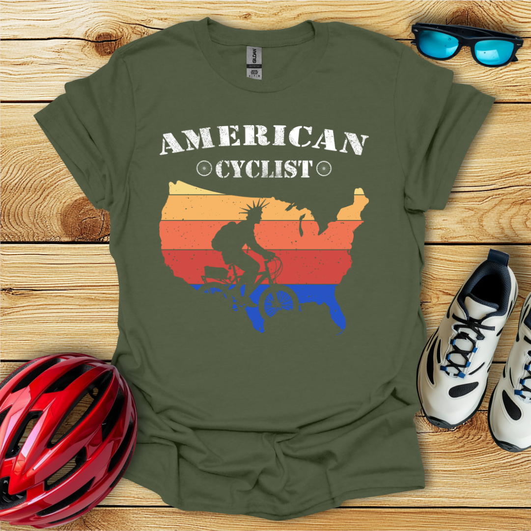 American Cyclist_USA Map T-Shirt