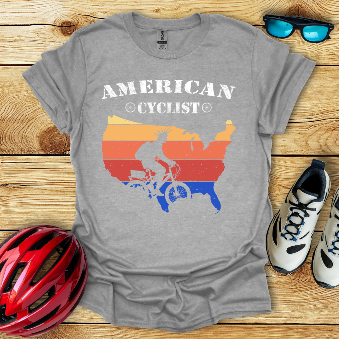 American Cyclist_USA Map T-Shirt