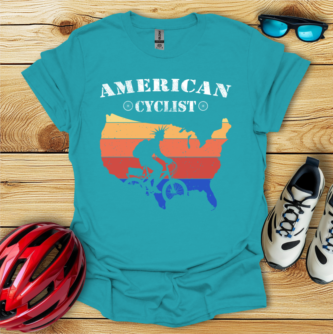 American Cyclist_USA Map T-Shirt