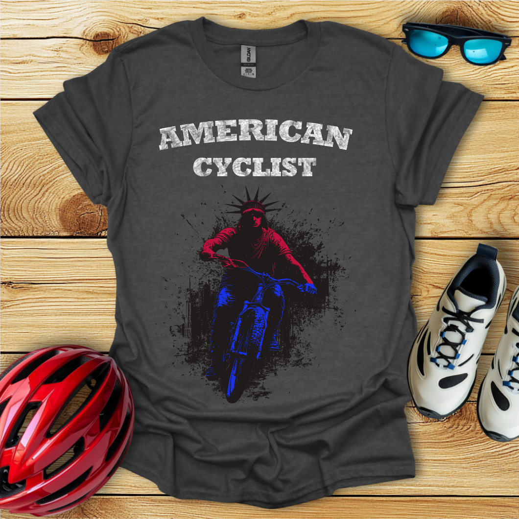 American Cyclist_Colored Statue in The City T-Shirt