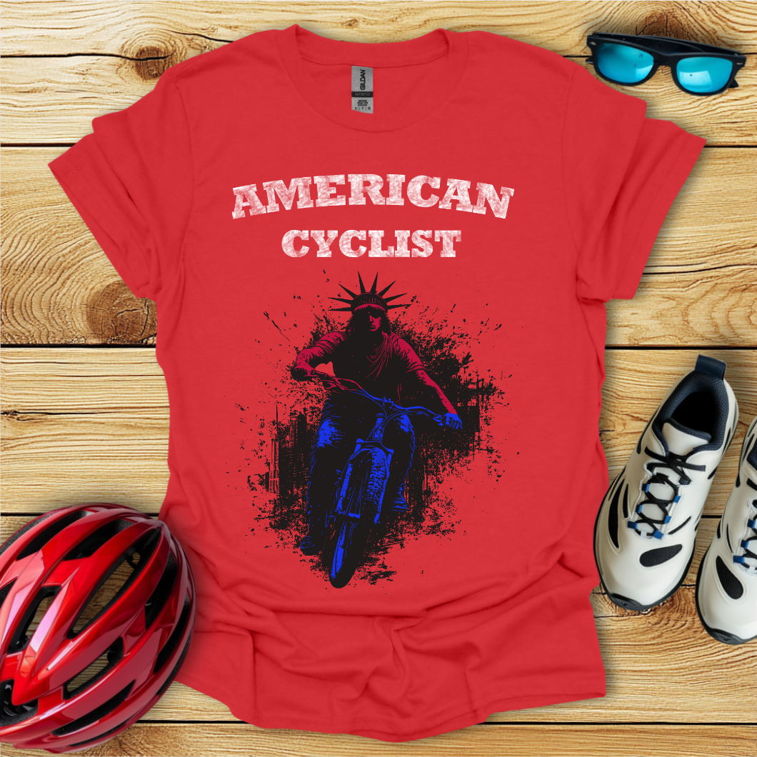 American Cyclist_Colored Statue in The City T-Shirt