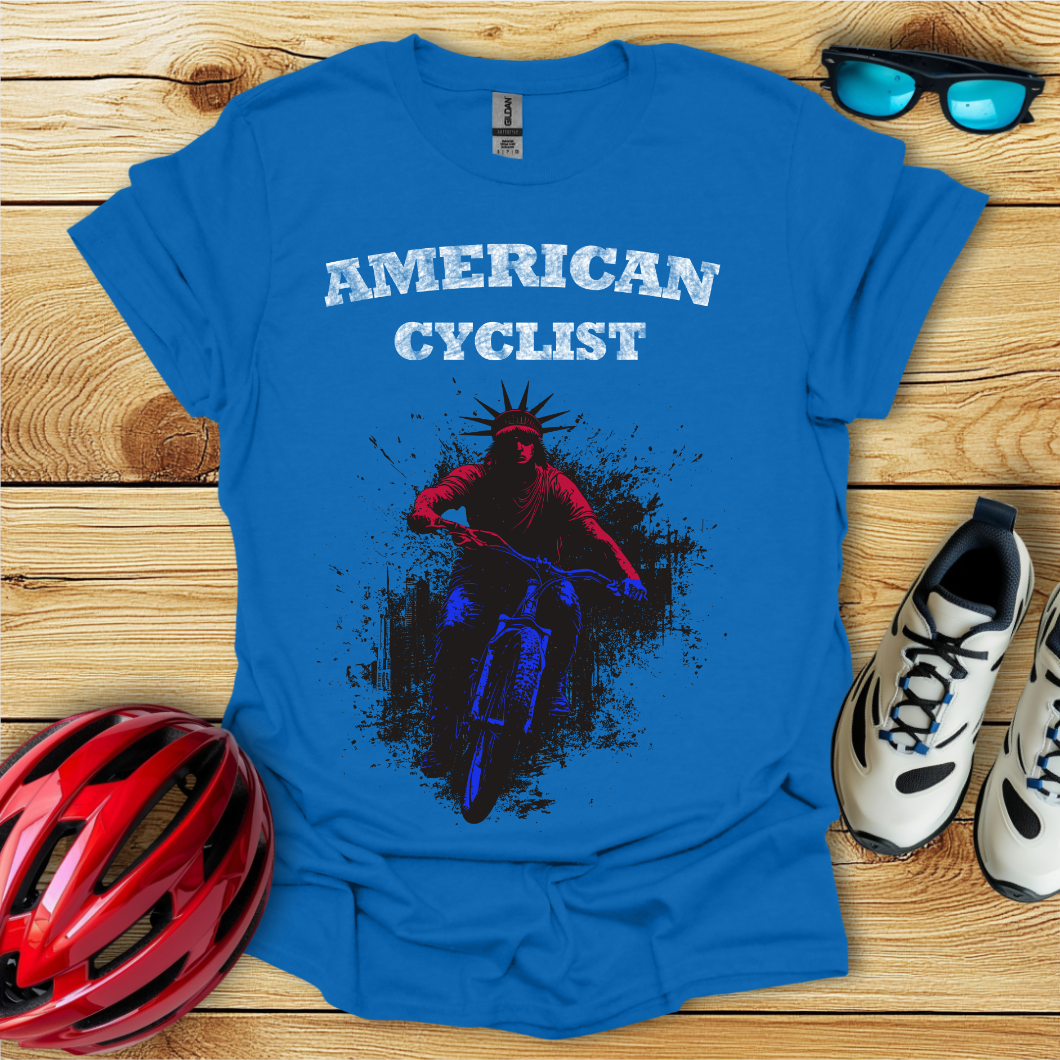 American Cyclist_Colored Statue in The City T-Shirt