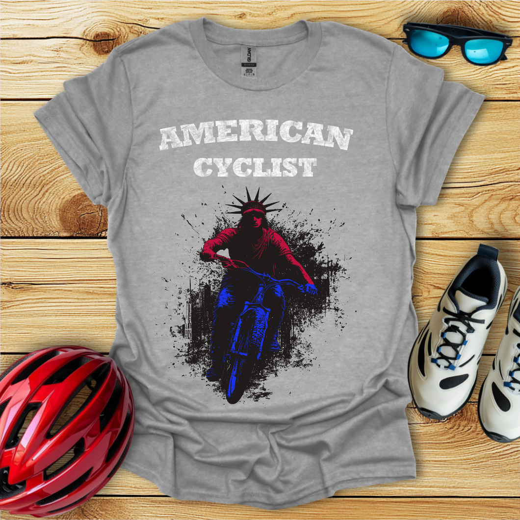 American Cyclist_Colored Statue in The City T-Shirt