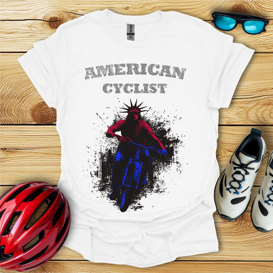 American Cyclist_Colored Statue in The City T-Shirt