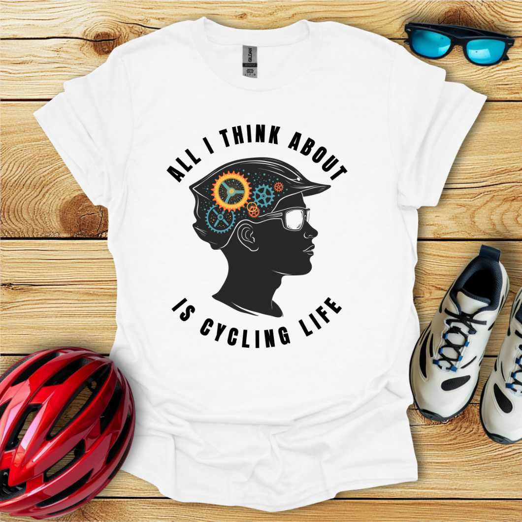 All I Think About Is Cycling Life Colorata T-Shirt
