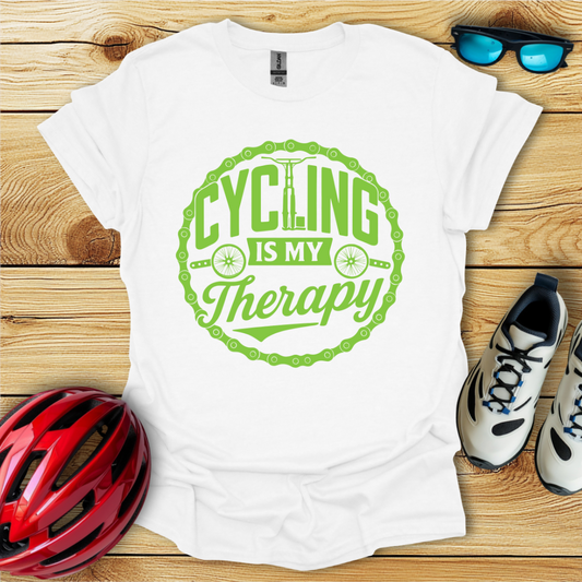 Cycling Is My Therapy Verde T-Shirt