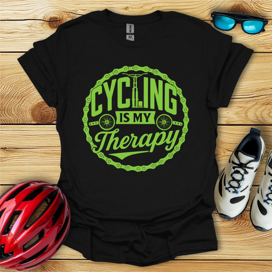 Cycling Is My Therapy Verde T-Shirt