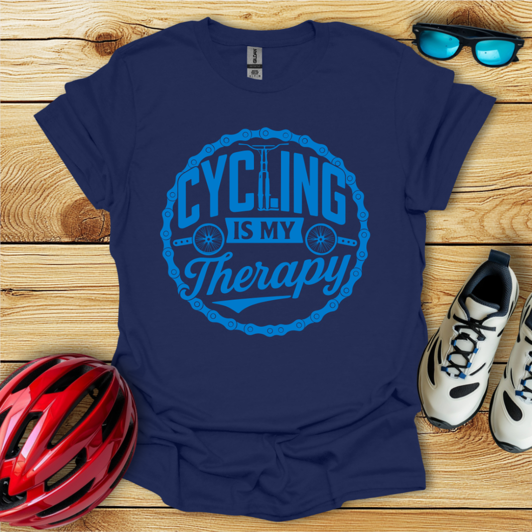 Cycling Is My Therapy Blu T-Shirt