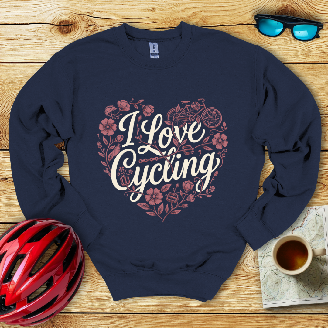 I Love Cycling Heart Felpa