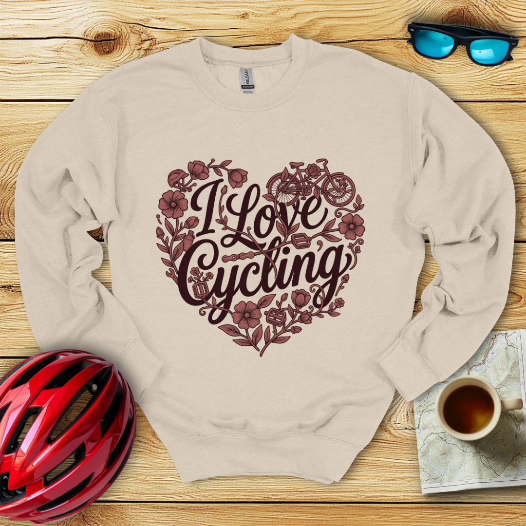 I Love Cycling Heart Felpa