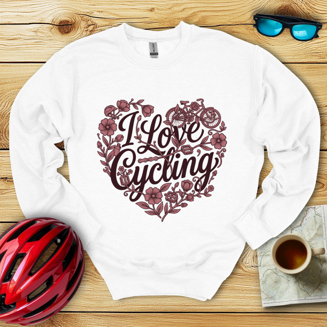 I Love Cycling Heart Felpa
